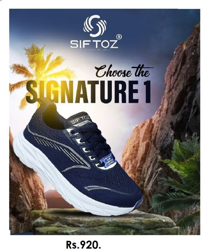 Mens Navy Mesh Athletic Sneakers