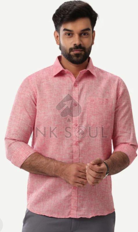 Mens Peach Cotton Shirts