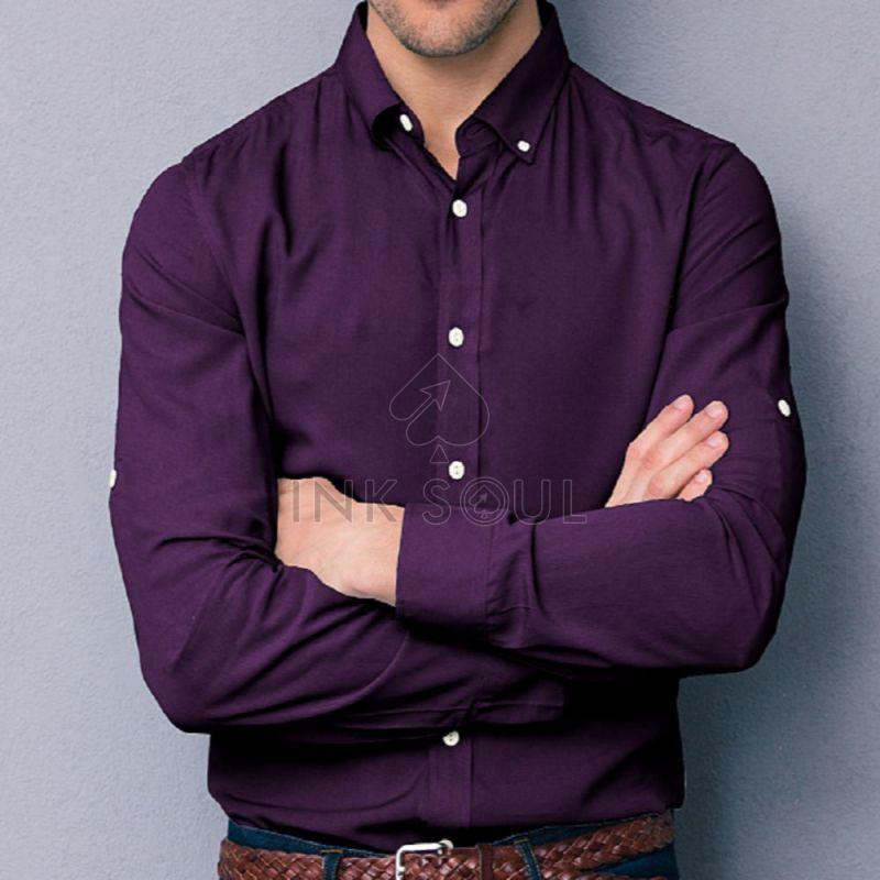 Mens Purple Cotton Shirts