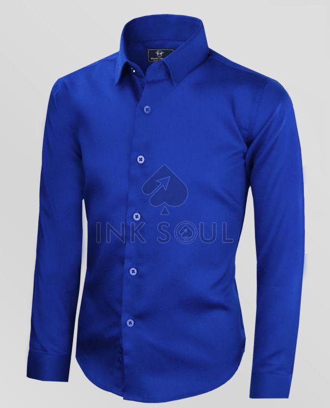 Mens Royal Blue Cotton Shirts