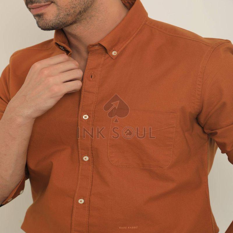 Mens Rust Cotton Shirts