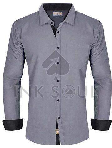 Mens Silver Cotton Shirts