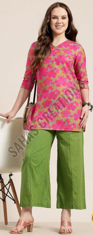 V Neck Printed Rayon Top