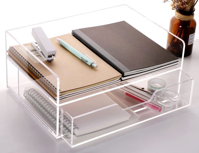 Transparent Rectangular Plastic Desk Organizer
