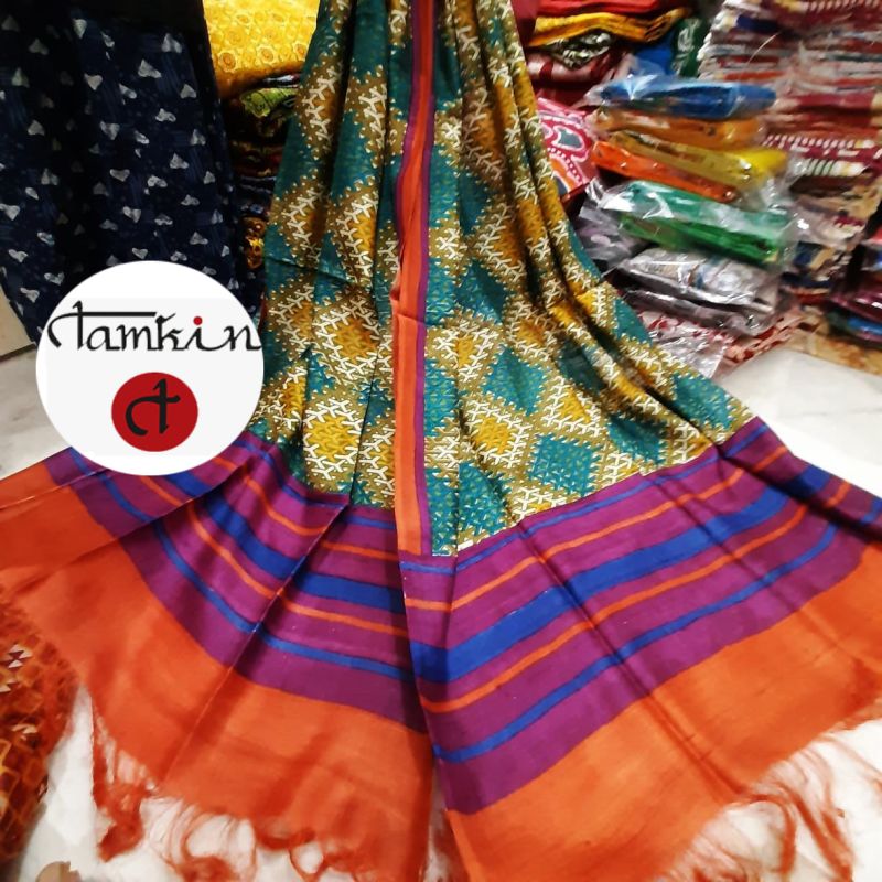 Ladies Geometric Stripe Tussar Silk Stole