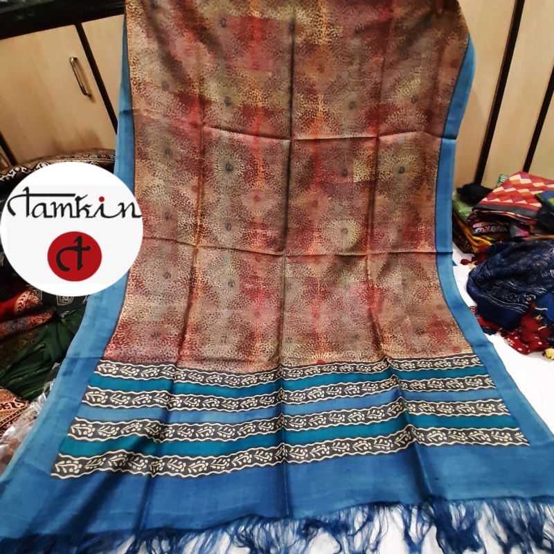 Ladies Multicolor Floral Tussar Silk Stole