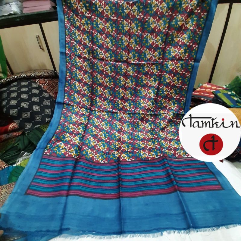 Ladies Multicolor Pattern Tussar Silk Stole
