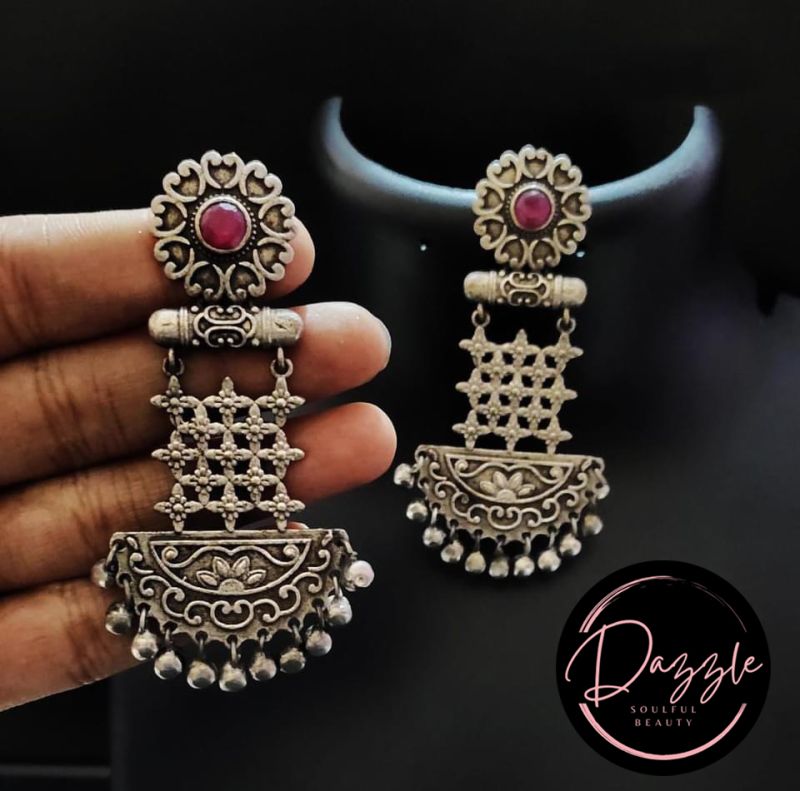 Ladies Pink Floral Dome Drop Earpiece