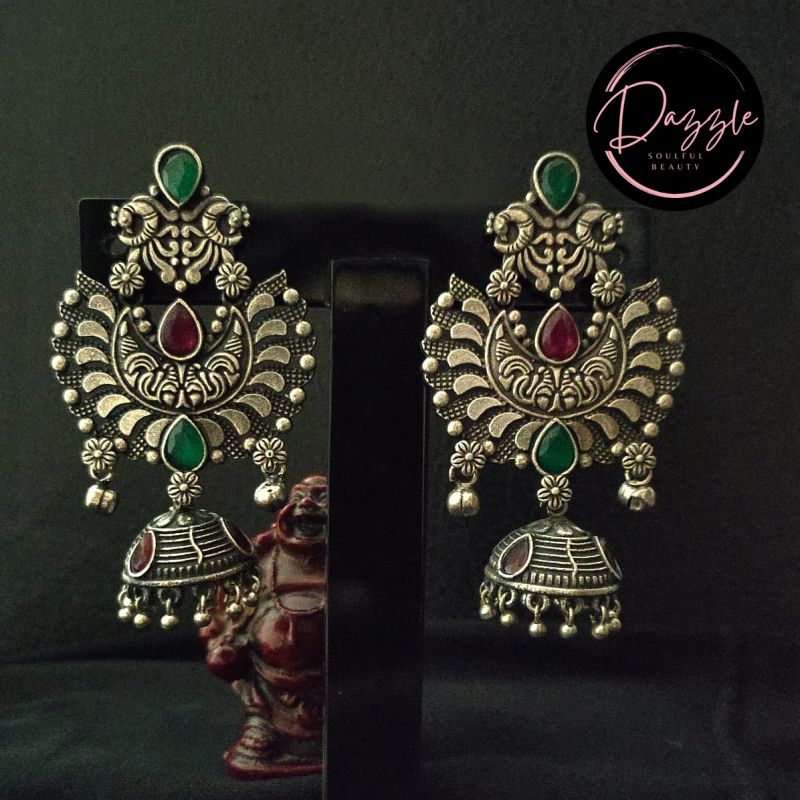 Ladies Red Green Dome Drop Earpiece