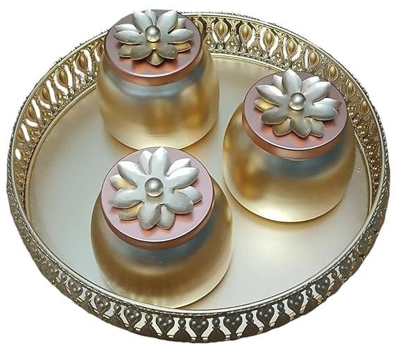 3 German Silver Jar With Round Tray