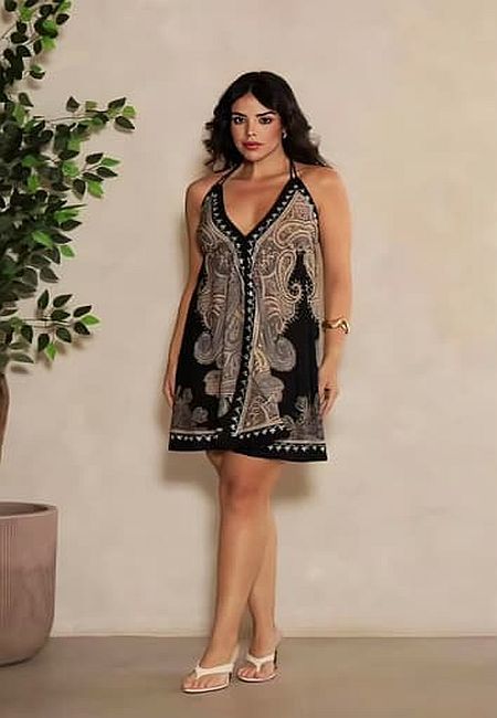 Black Satin Cowl Neck Mini Dress