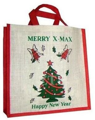 Christmas Tree Printed Jute Bag