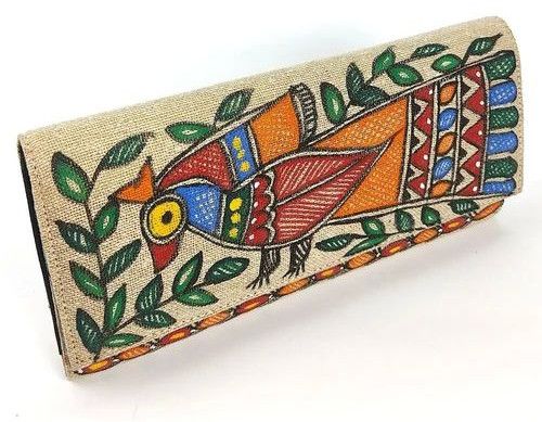 Hand Painted Jute Clutch Bag