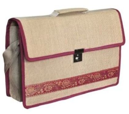 Red and Brown Jute Conference Bag