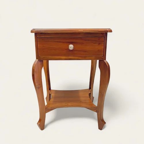 Curved Leg White Drawer Side Table