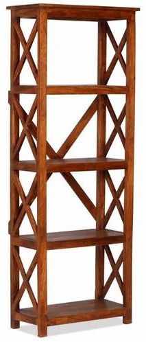 Five Shelf Cross Brace Wooden Bookshelf