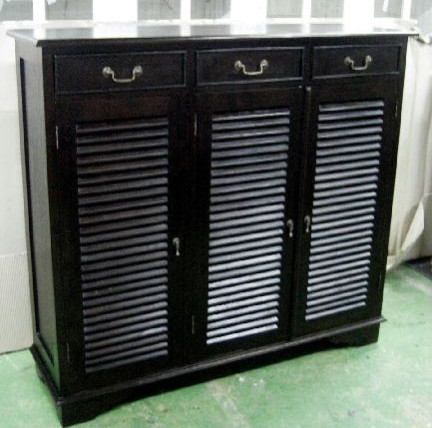 Three Door Wooden Shoe Cabinet