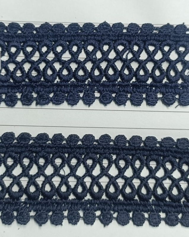 loop diamond motif dark blue polyester lace