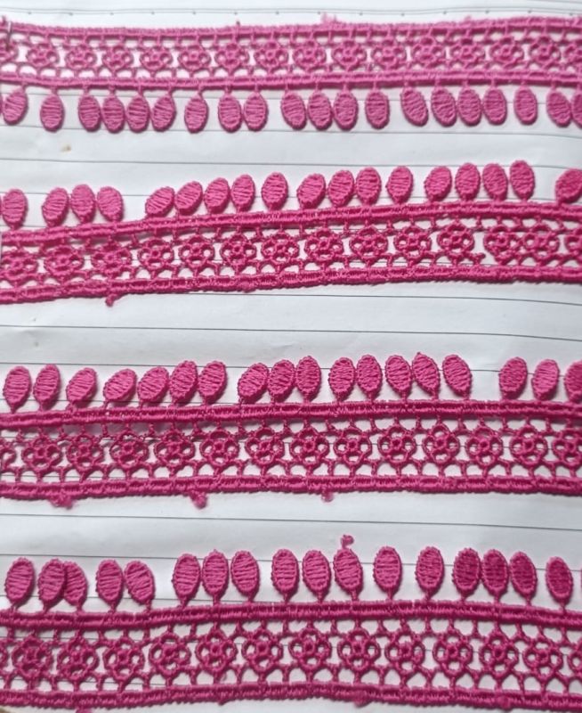 Loop Floral Motif Pink Polyester Lace