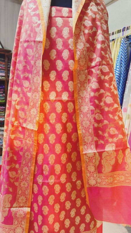 Beautiful Dual Shade Shimmer Silk Suit