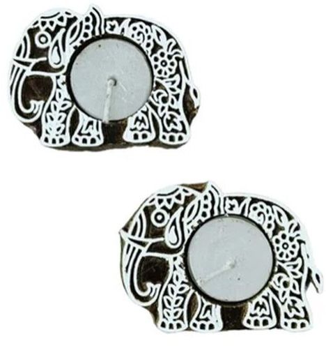 Elephant Shape Wooden Tealight Candle Holder
