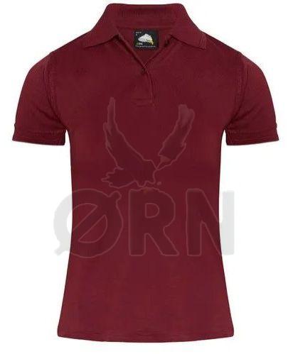 Ladies Cotton Maroon Polo T-Shirt