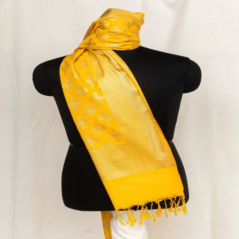 Ladies Yellow Banarasi Silk Stole