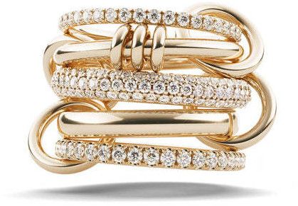 Luxury Lab Grown Diamond Chain Link Engagement Ring, 18K Gold Wedding Ring