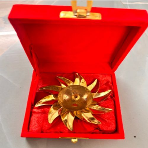 Golden Diwali Gift Diya With Red Box