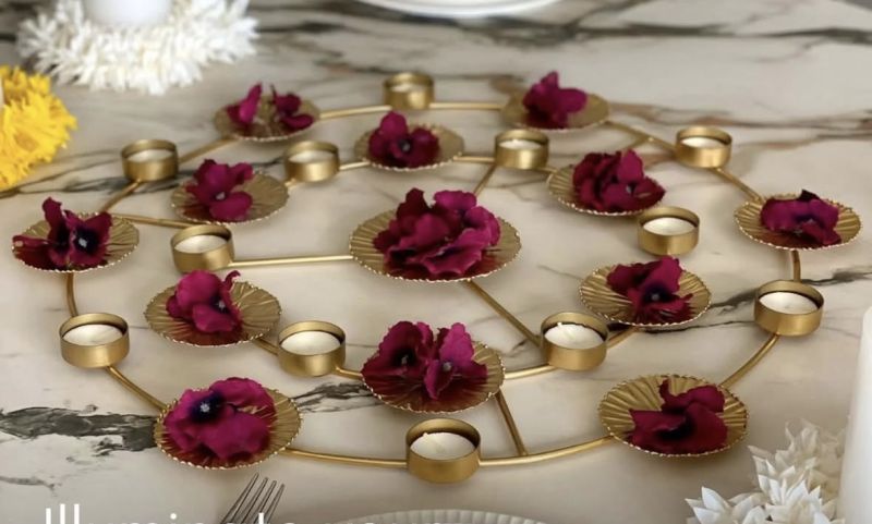 Iron Golden Diwali Tea Light Candle Holder