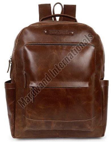 Handcrafted Premium Brown Leather Backpack Bag