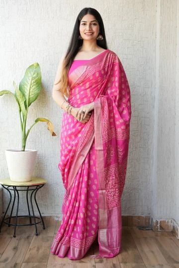 Pure Chanderi Silk Saree with Geecha Border