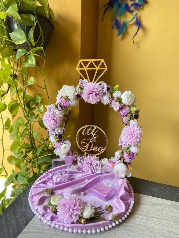 Engagement Ring Platter With Voilet Lavender Decoration
