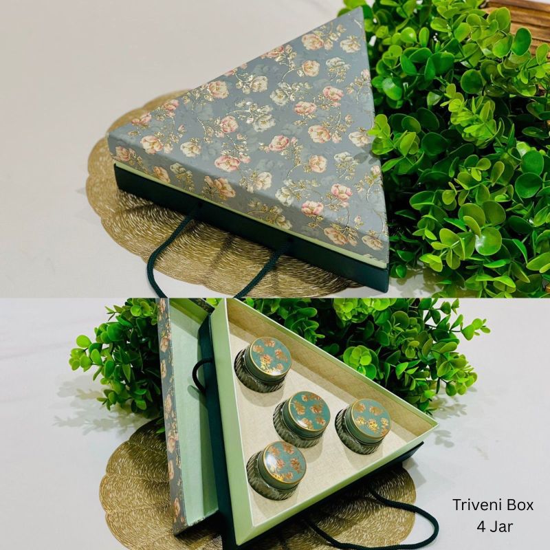 Triangular Flower Printed 4 Jar Gift Hamper