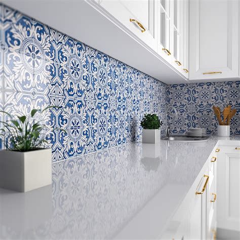 Azure Bloom Ceramic Tile