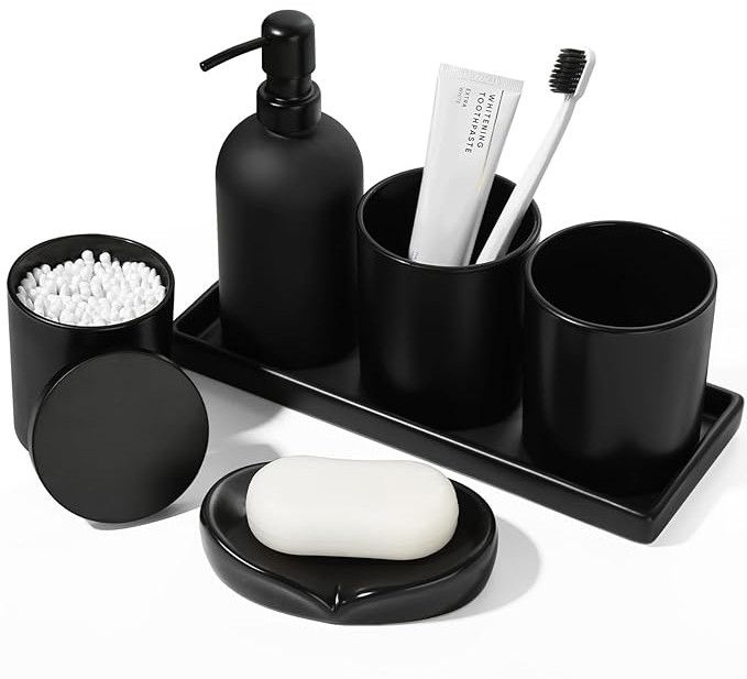 Black Bathroom Accessory Set OF 6 Pcs