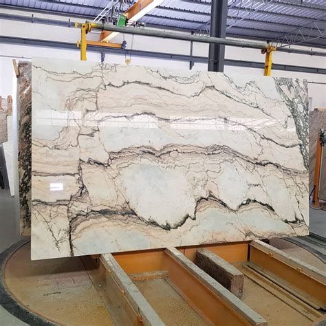 Glossy Ivory Italian Linear Marble Slab