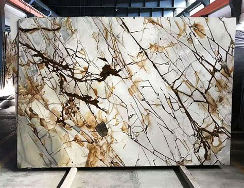 Glossy White Rust Crisscross Marble Slab