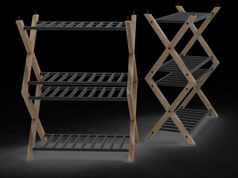 4 Shelves X Shape Bamboo Shoe Rack