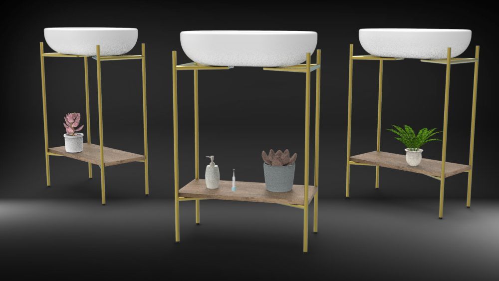 Golden Mild Steel Vanity Stand