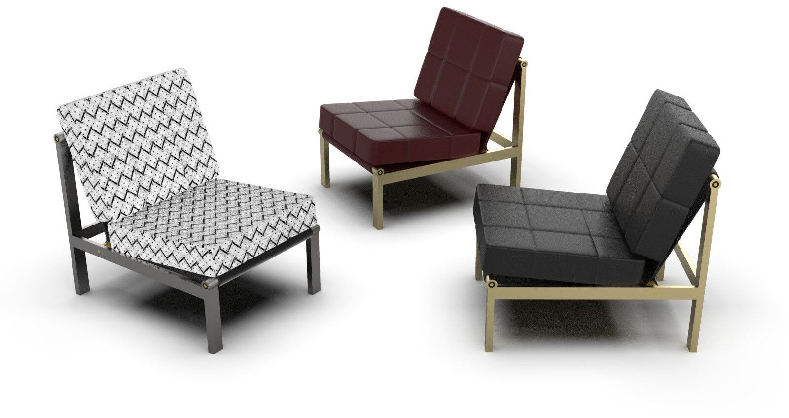 Multi Color Soft Padded Metal Frame Lounge Chair