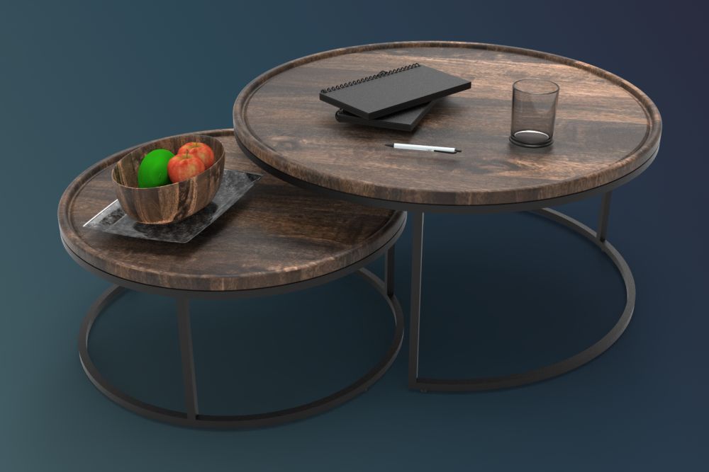 Round Wooden Nesting Coffee Table