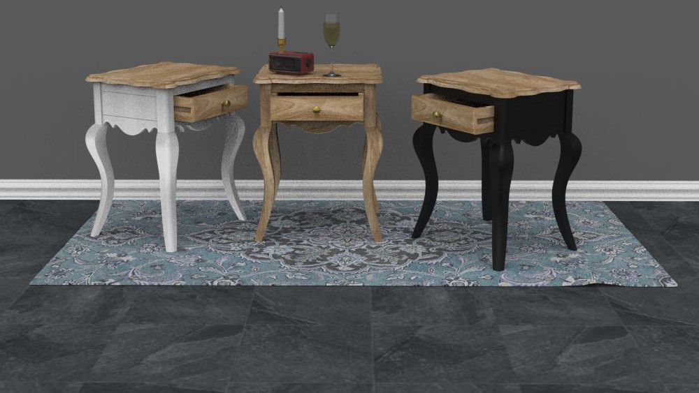 Single Drawer Solid Wooden Side Table