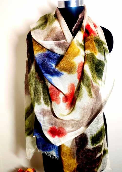 Cotton Linen Hand Printed Lightweight Stole