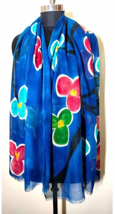 wool hand printed splash flower scarves
