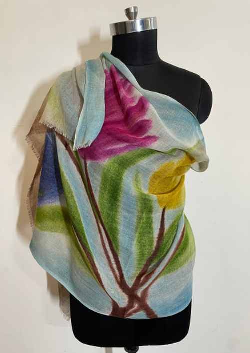 Wool Modal Hand Printed Scarves