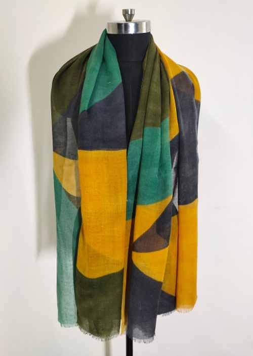 Wool Silk Hand Printed Nature Inspired Scarve
