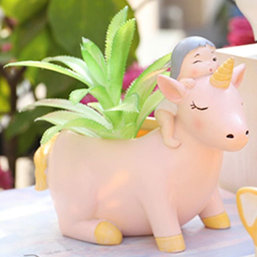 Unicorn Girl Resin Flower Pot