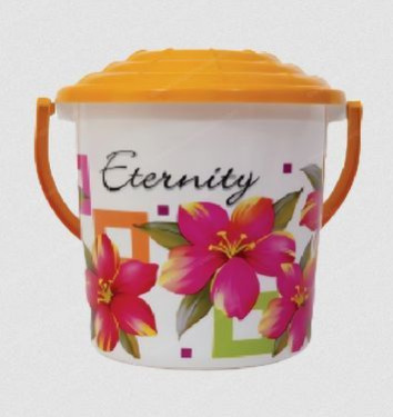 Flowers Plastic Printed Bucket with Lid