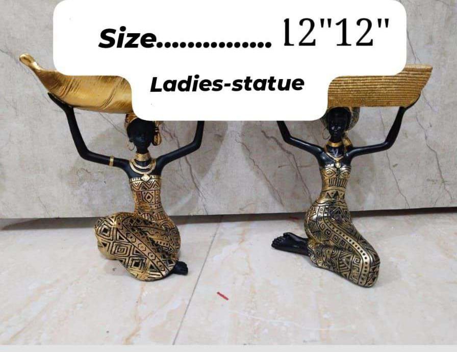 12 Inch Sitting African Woman Statue